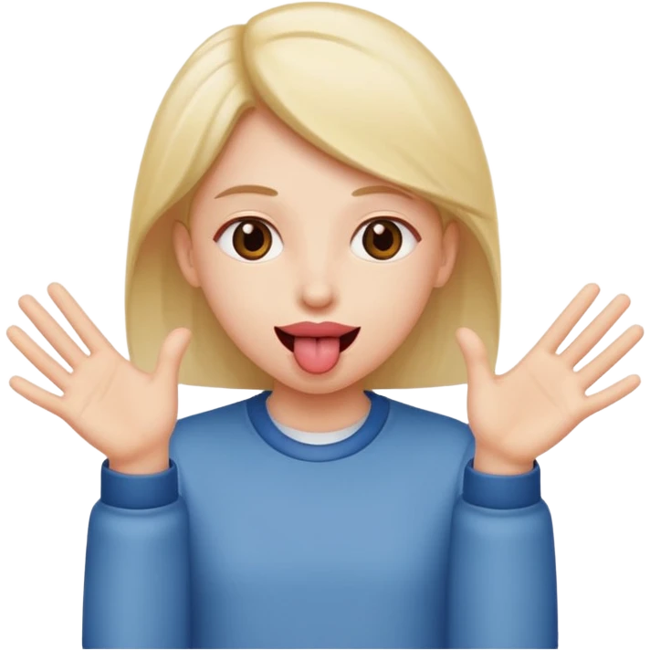 Tongue out with hands to the side emoji