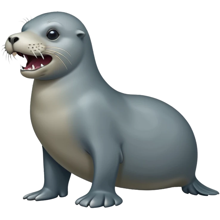 scary grey sea lion full body emoji