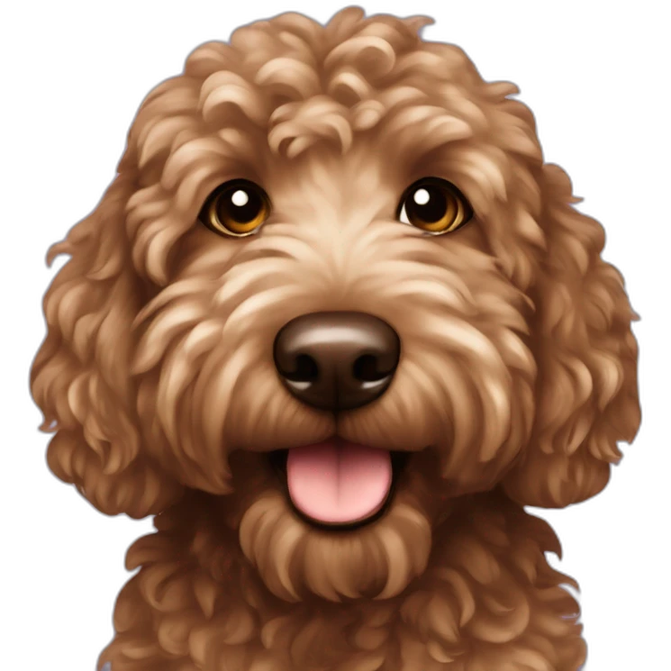 Chocolate mini golden doodle wavy fur emoji