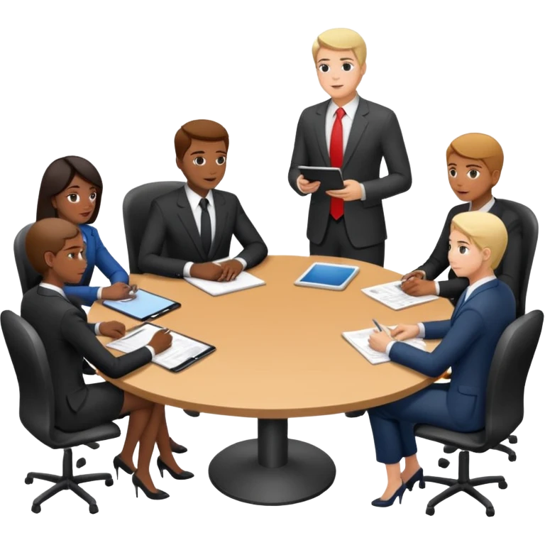 The scene where people gather and have a meeting emoji