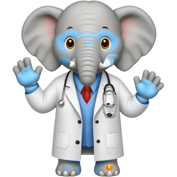 Soccer playing elephant which wears doctor's white coat. emoji