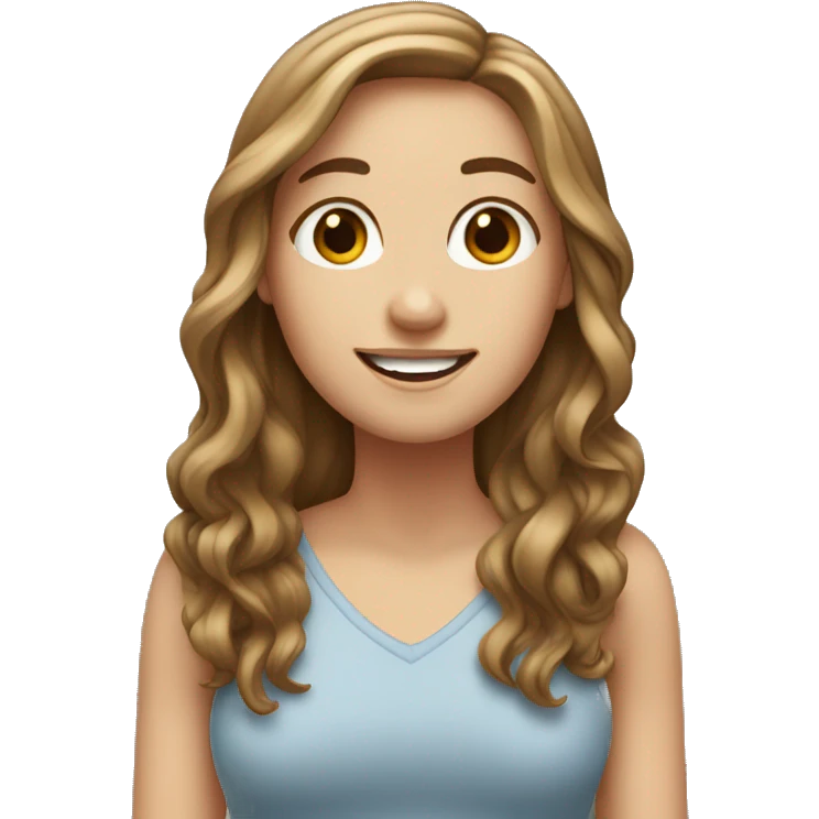 White girl with long hair brown smiling emoji