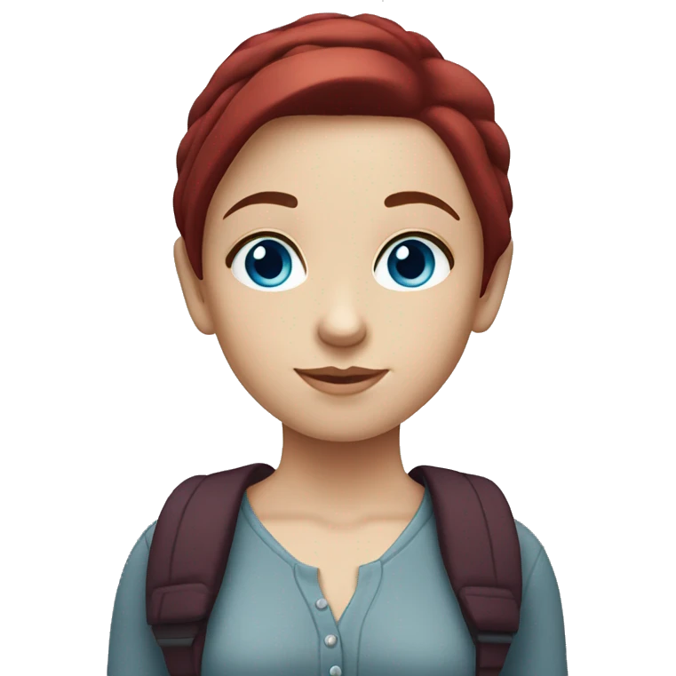 White girl with burgundy hair and blue eyes emoji