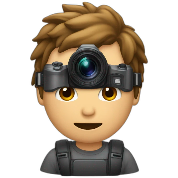fotografo barbado pelo corto con camara canon emoji