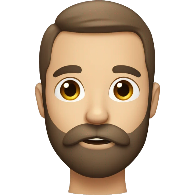 a bearded man with short brown hair, shushing with his finger emoji