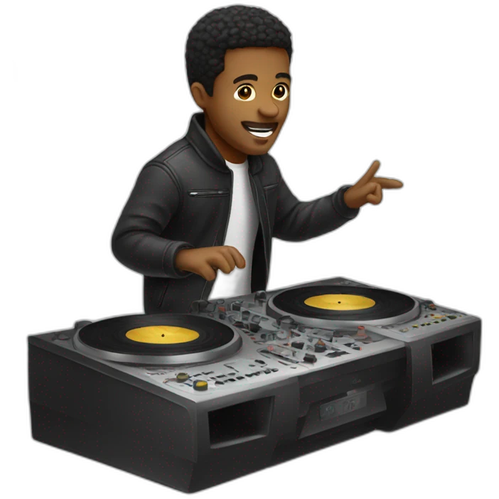 music producer riding a record emoji