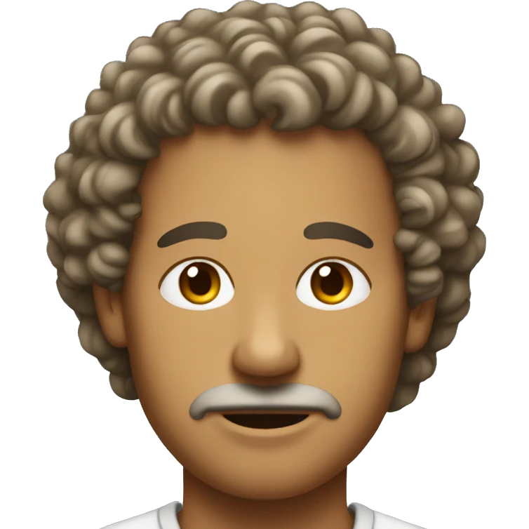 A man with curly hair covering his eyebrows. emoji