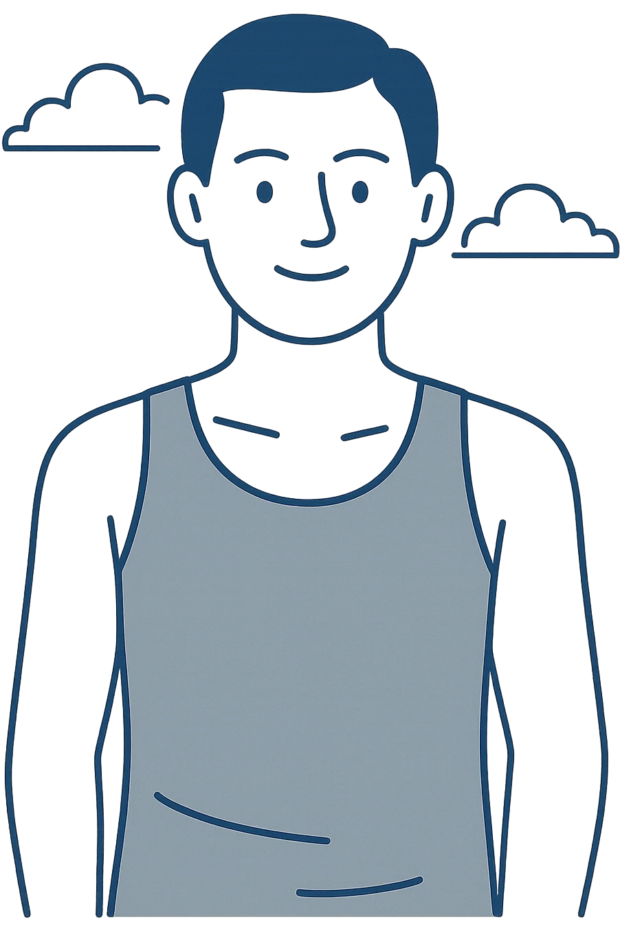grey tank top, minimal shading, flat style emoji