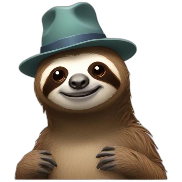Sloth wearing hat emoji
