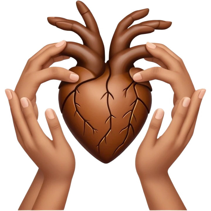 A heart made of hands inside a brown heart emoji