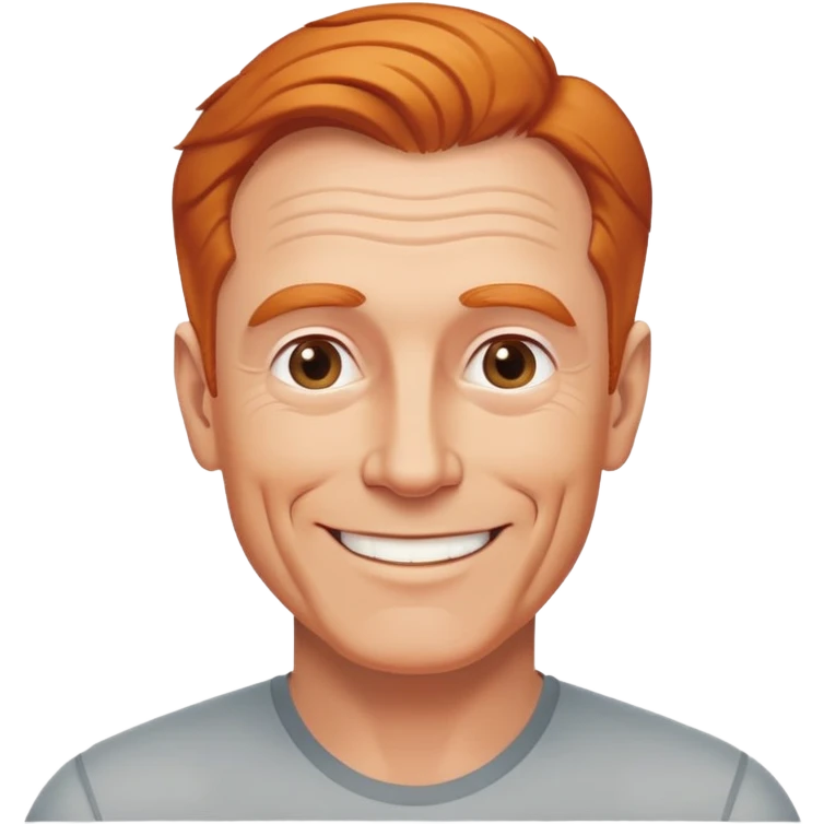 smiling older white man, fit physique, receding ginger hair, approachable look emoji