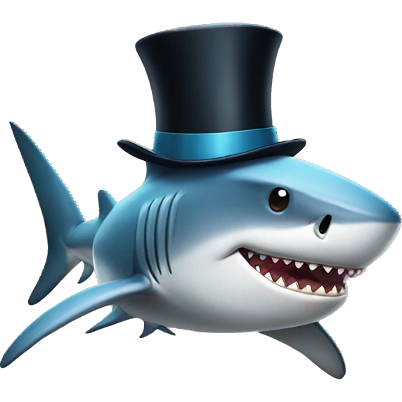Shark with a top hat emoji