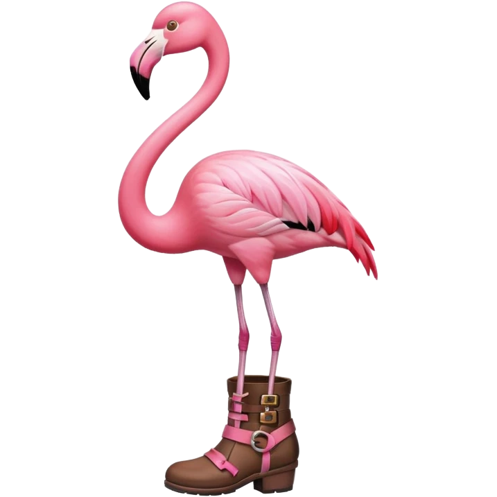 Flamingo wearing boots emoji