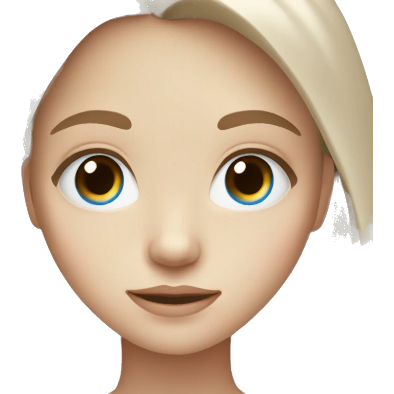 pale girl with brown medium length hair and blue eyes emoji