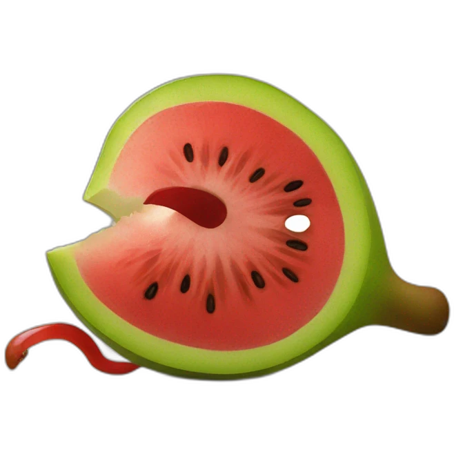 Eating a red kiwi fruit emoji