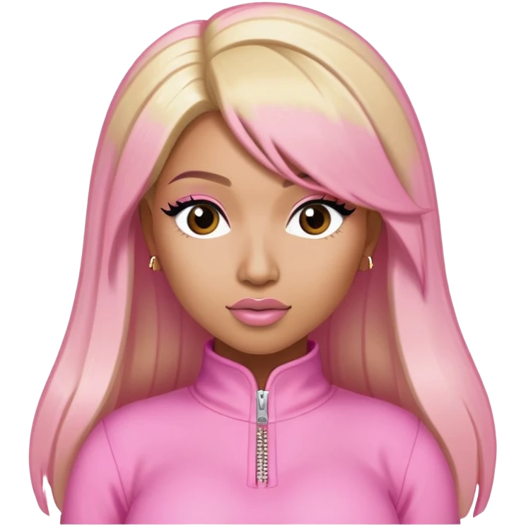 nicki minaj super bass pink outfit one side hair pink one side hair blonde  emoji