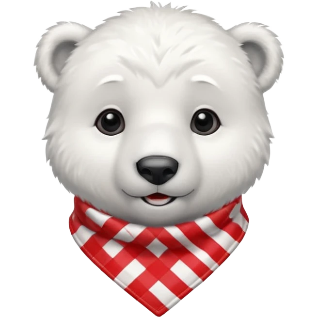 baby polar bear wearing a red and white checkered Neckerchief emoji