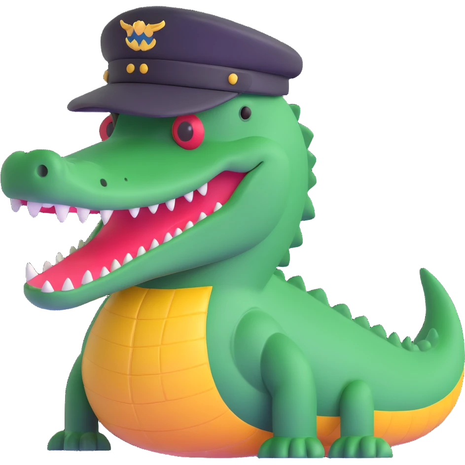 crocodile with pilot hat emoji