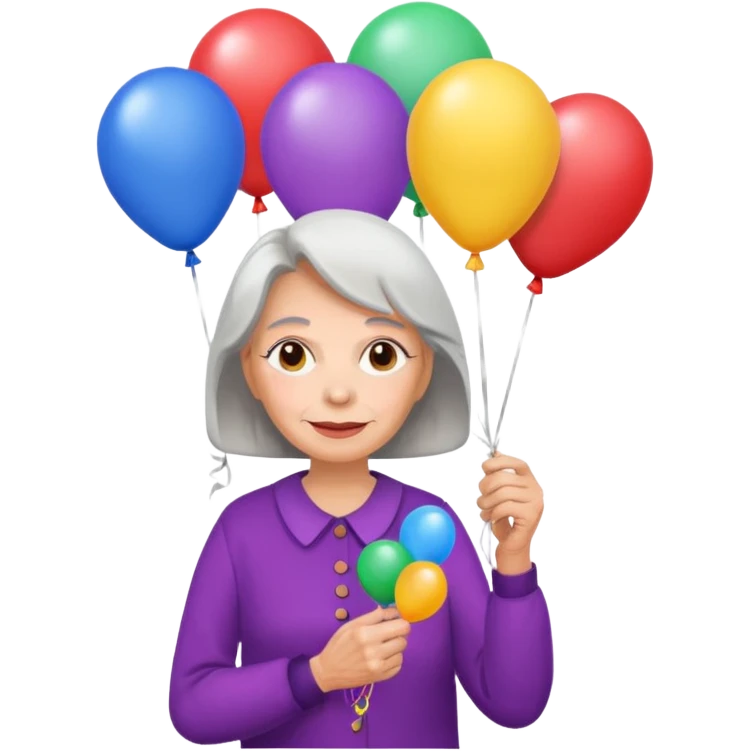 balloons holder older woman emoji