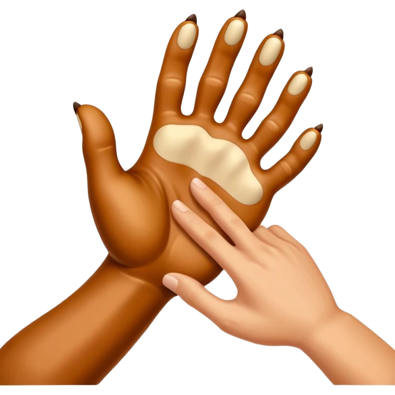 bear paw and human hand shaking emoji