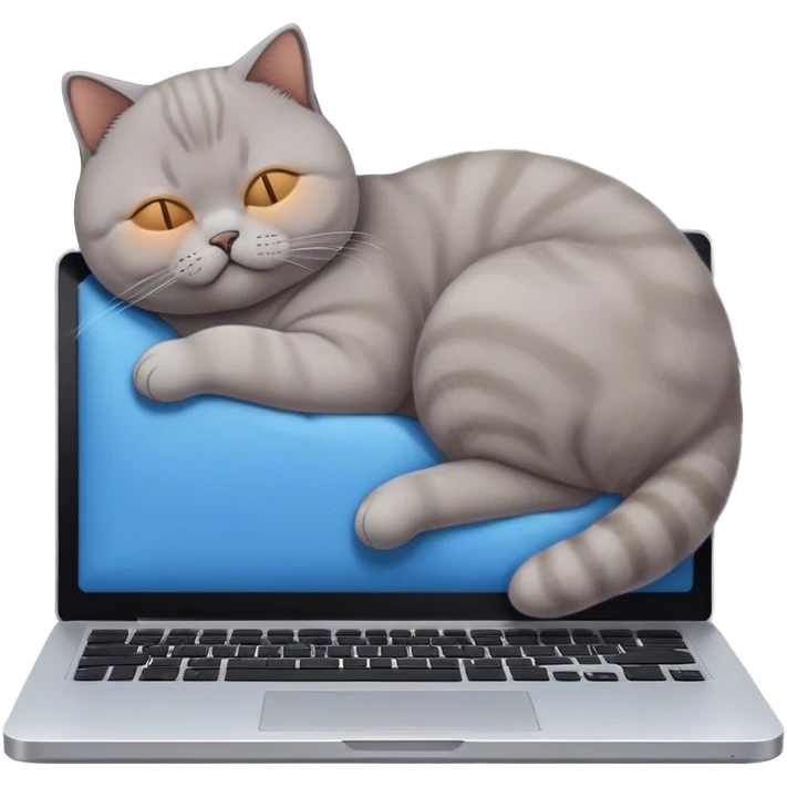 british shorthair Brown sleeping on computer emoji