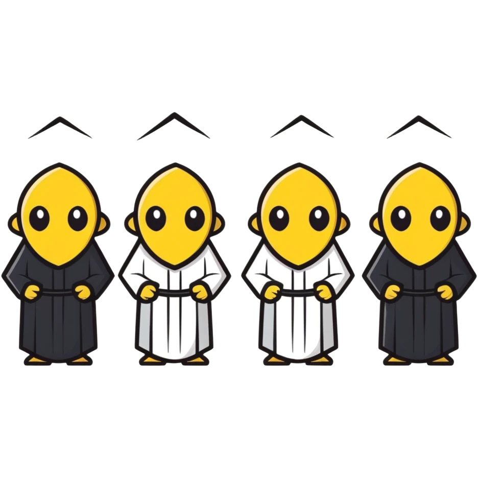 cartoon conclave with exaggerated expressions emoji