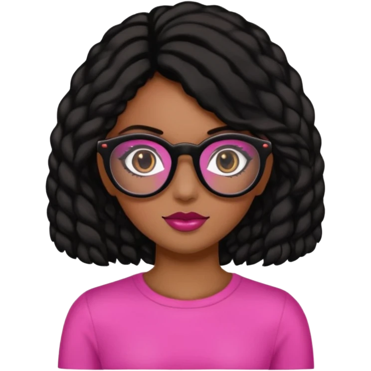 Una chica con pelo negro y lentes rosados, con una impresora negra y dos perras, la primera de color marron y la otra negra emoji