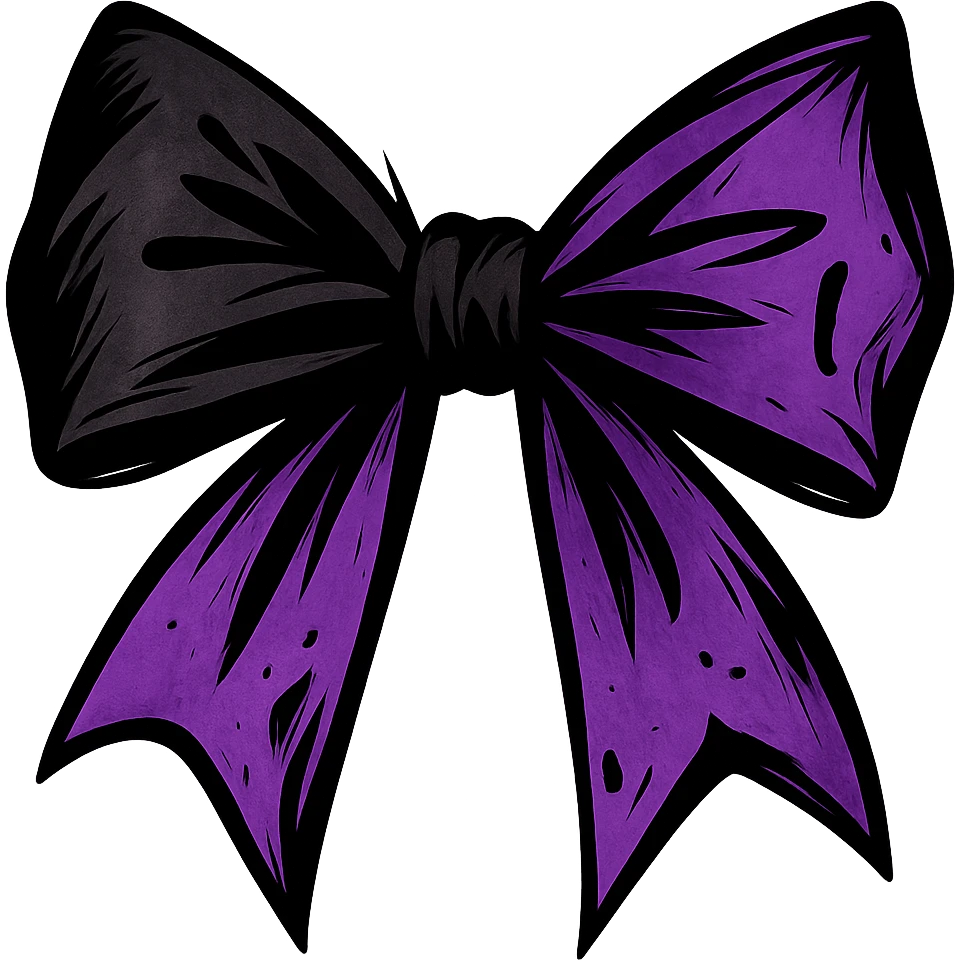 emo bow, black and purple, expressive and stylish, remove background emoji
