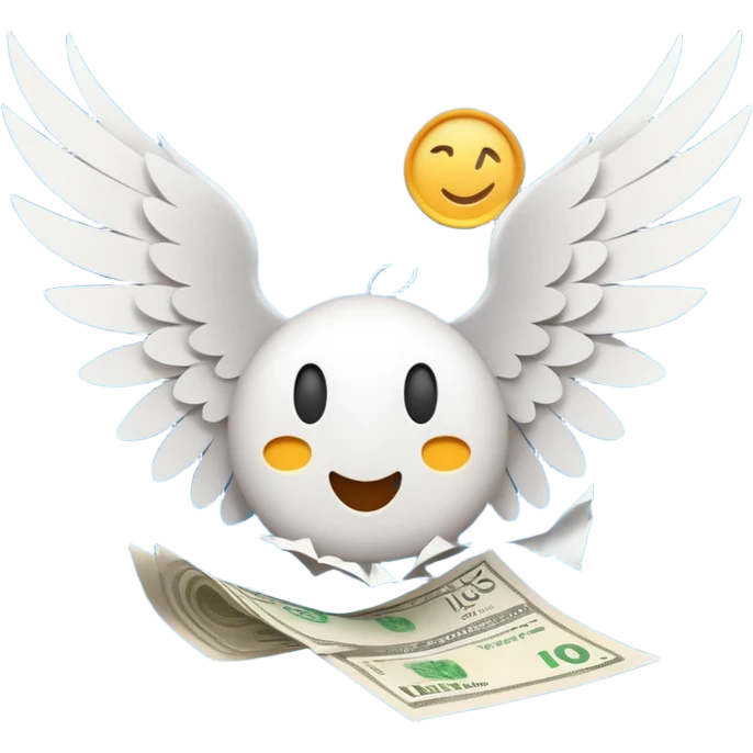 billete con alas emoji