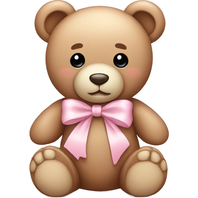 teddy bear with light baby pink bow  emoji