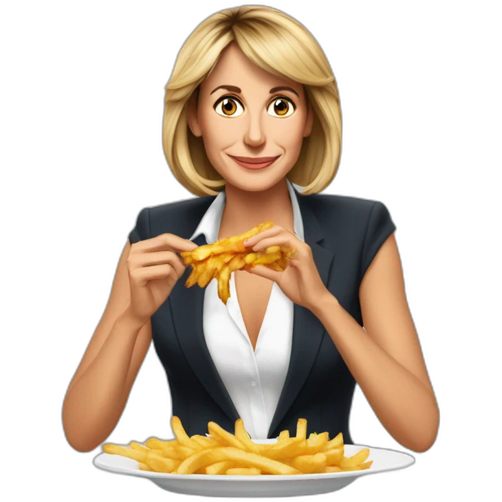 Emanuelle Macron qui mange des frites emoji