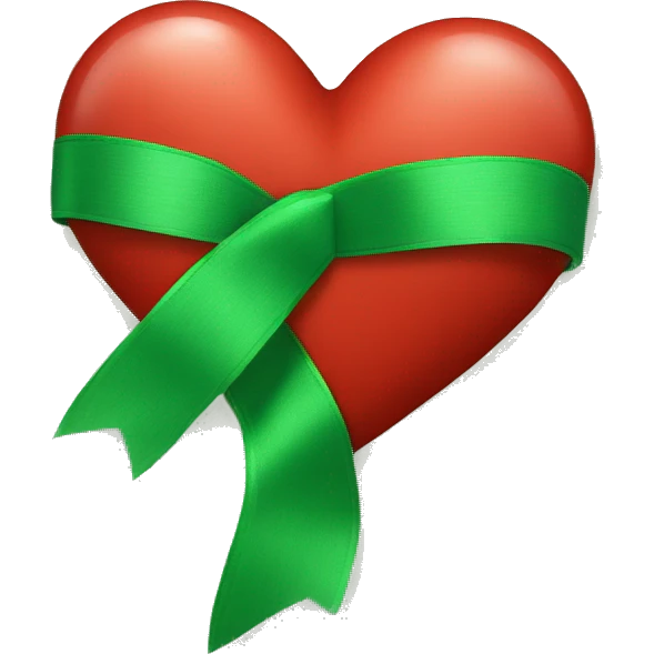 Read heart with green ribbon on top on the RED HEART emoji