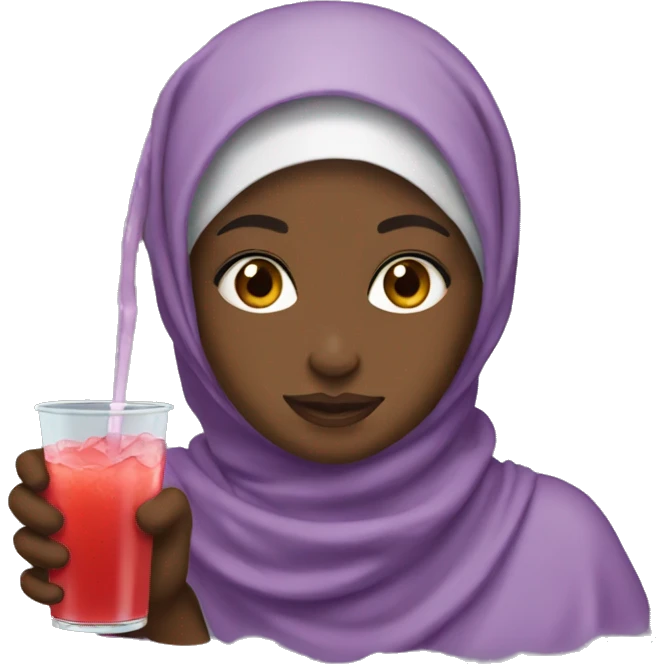 Black hijabi girl drinking koolaid emoji