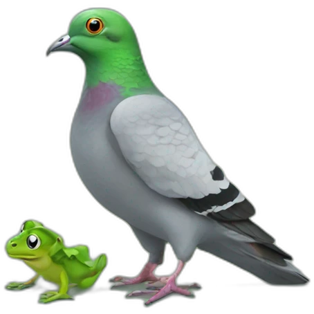 Pigeon with frog emoji