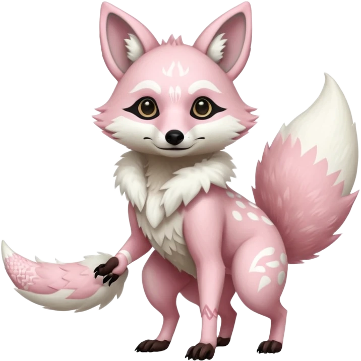 Albino fantasy-tanuki-jackal-Coyote-marsupial-fursona-hybrid animal creature full body with intricate markings  emoji