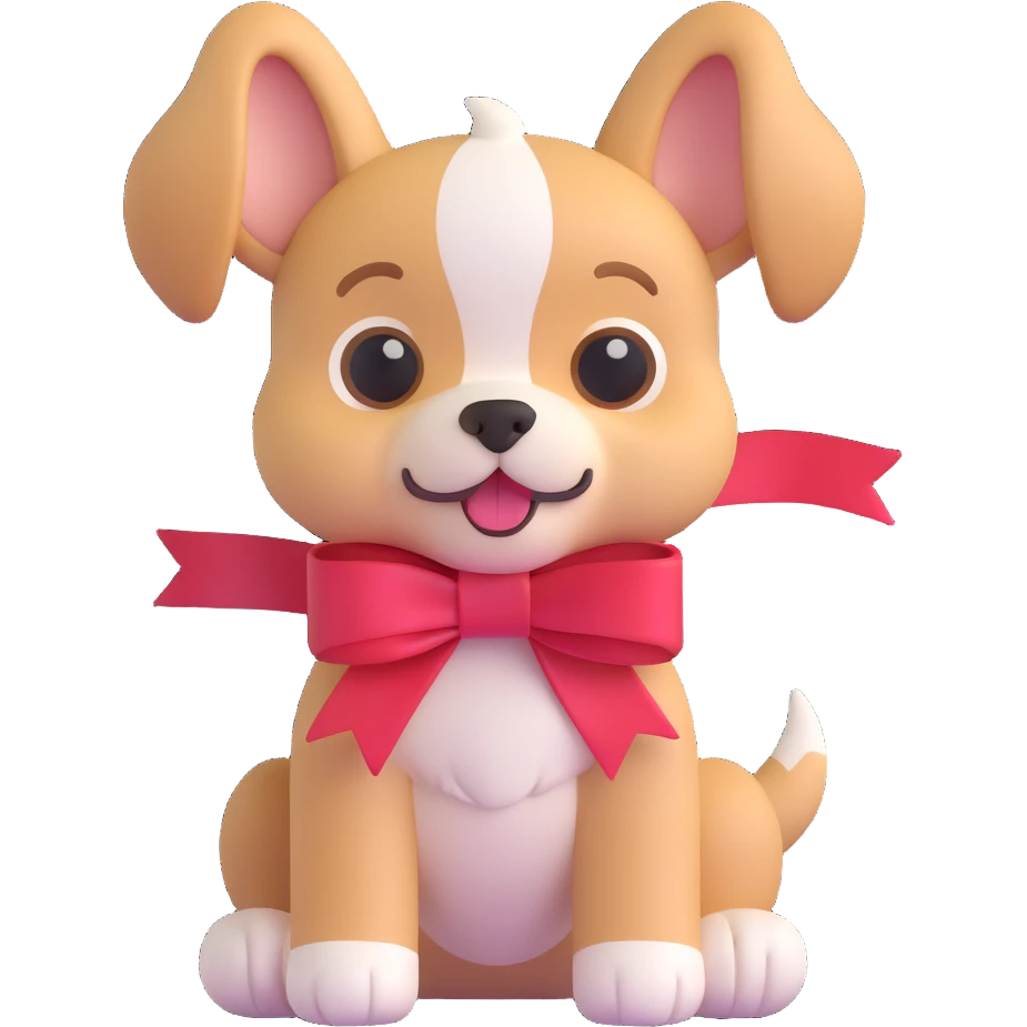 cute puppy with a ribbon emoji