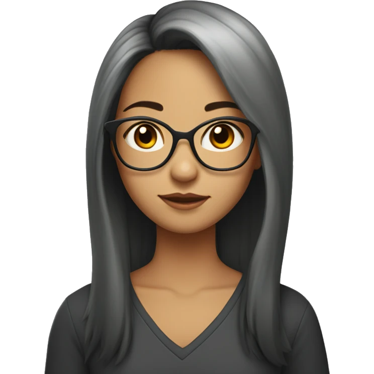 a girl having black mid length hair, wearing glasses. She’s Chines, and the last part of hair is red emoji