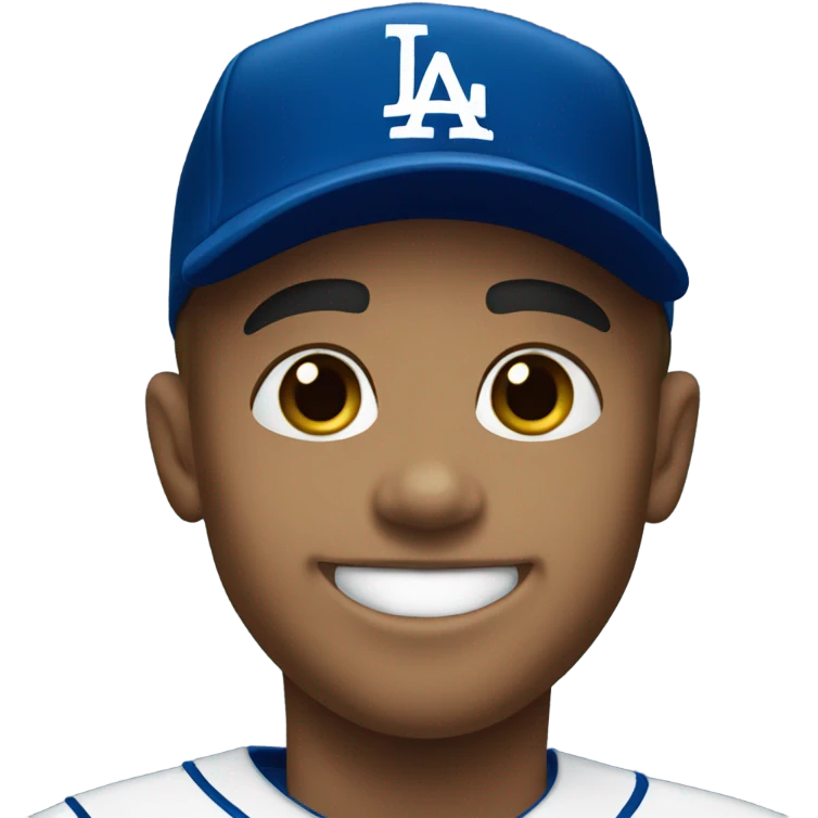 smiling boy in Dodger uniform  emoji