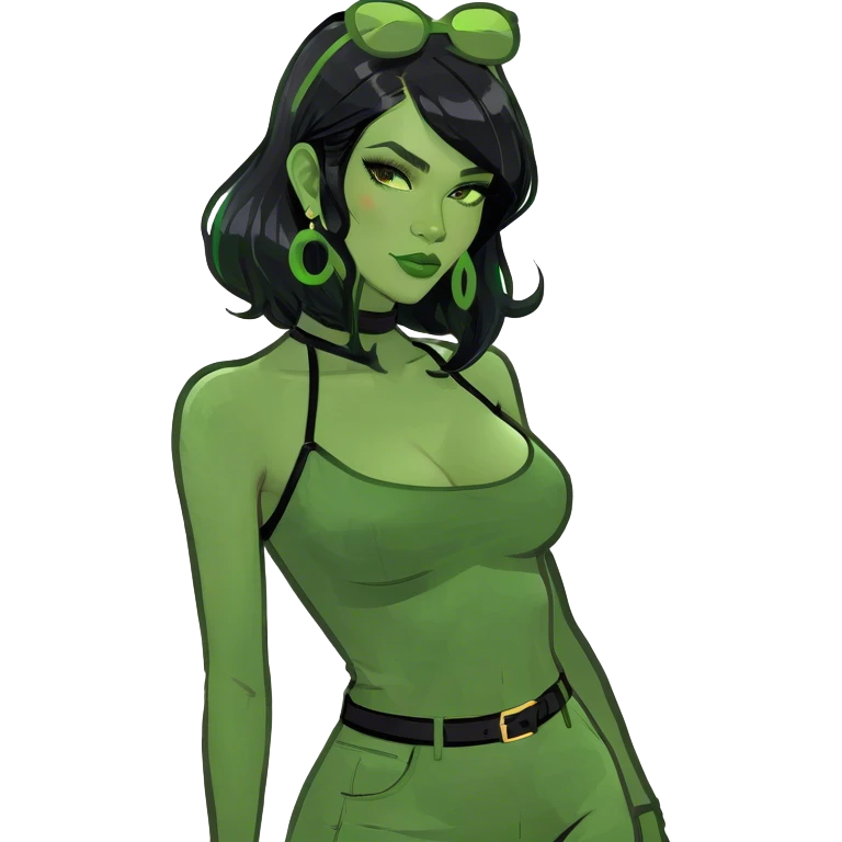 Girl with black hair and sexy outfit  emoji