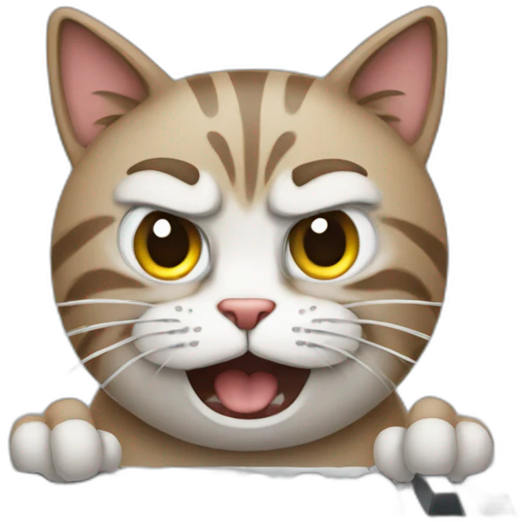 angry cat typing on keyboard emoji