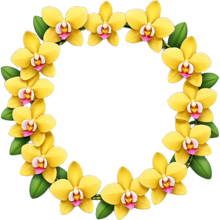 Yellow orchid flower garland emoji