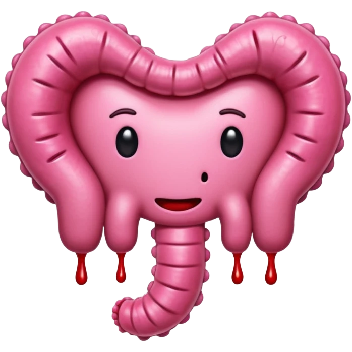 an emoji style image of a bleeding intestine emoji