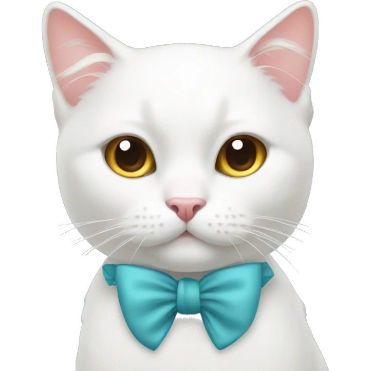 white cat with bow emoji