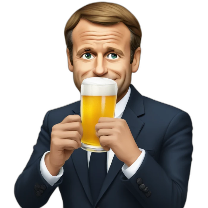 president macron drinking a beer emoji