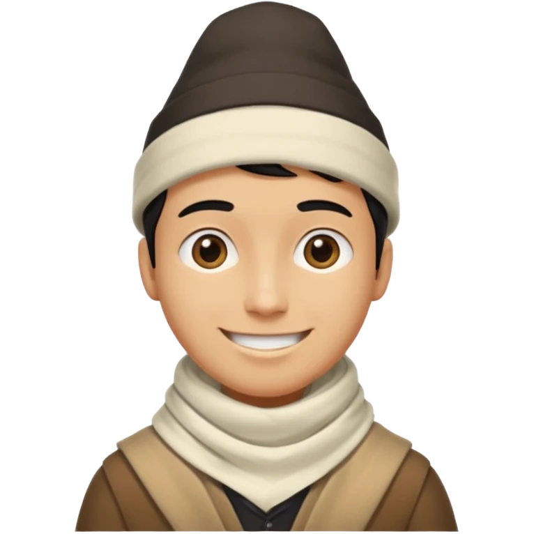 A guy with a triangle body with no arms and legs then his head is a perfect circle and his head is also black then give him a hat that doesn’t go behind his head, and last but not least give him a white scarf, NO BLACK THE COLOR FOR HIS HEAD emoji