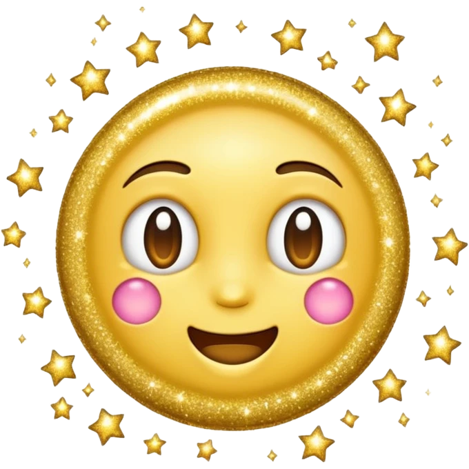 emoji of sparkling shiny glitter, with bright sparkles and shimmering particles, simple cute cartoon style emoji