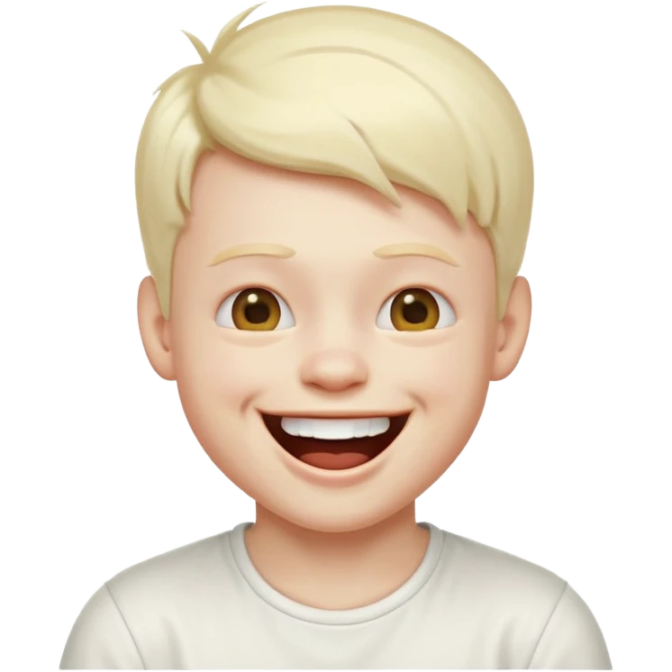 young albino emoji boy laughing out loud with white top emoji
