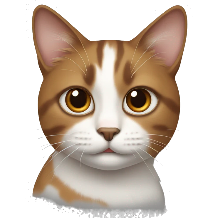 Brown and white cat with brown patch on lip emoji