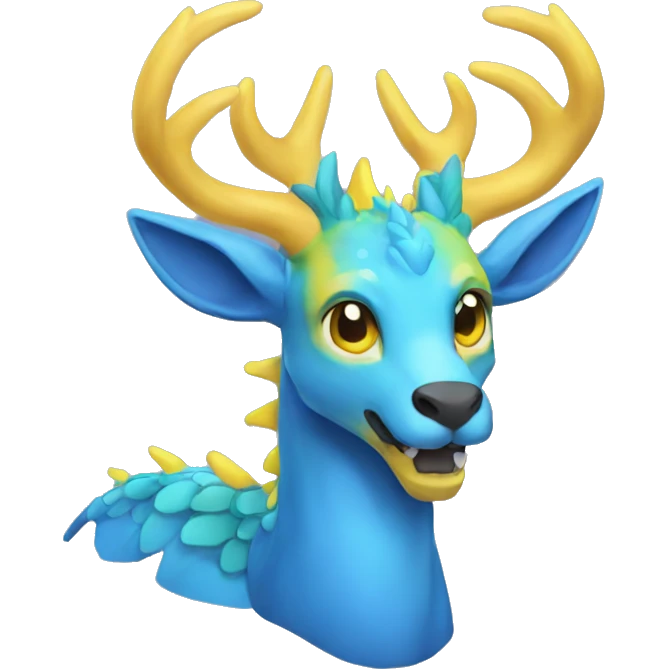 blue dragon deer hybrid with a yellow mane emoji