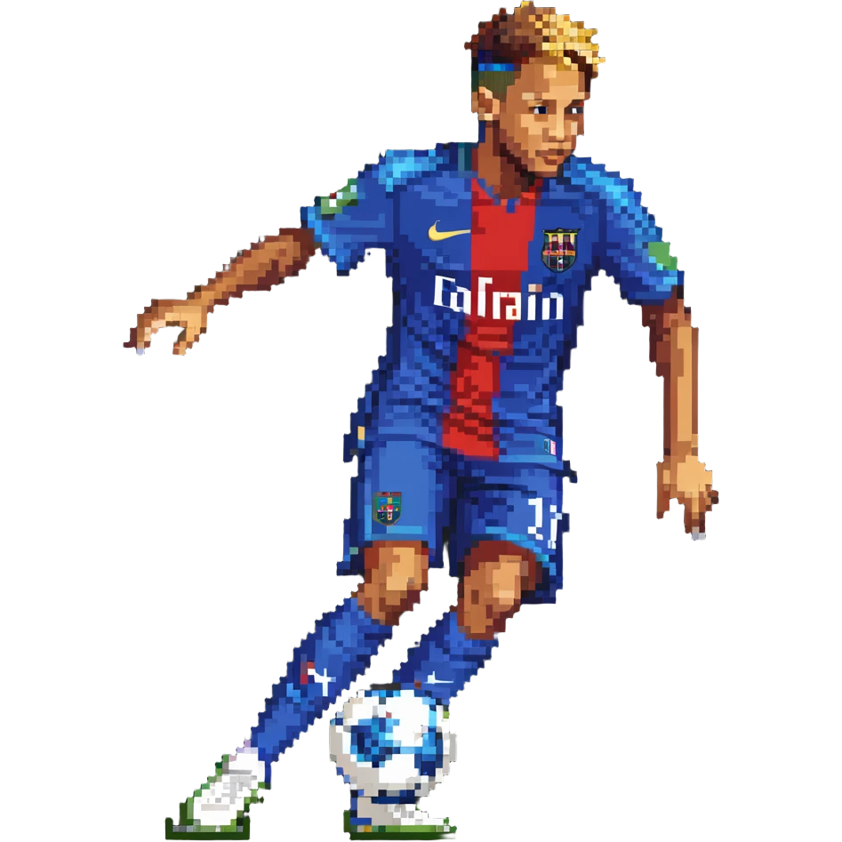Neymar Jr, Brazilian soccer player with distinctive hairstyle, wearing soccer jersey, in action pose emoji